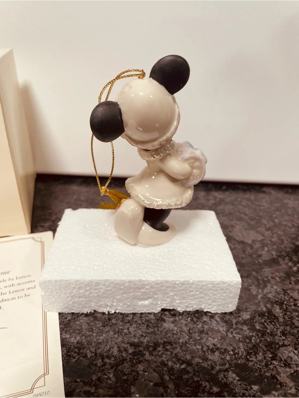Disney Minnie Mouse Holiday Porcelain Ornament in White and Gold